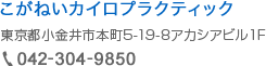 〒184-0004 東京都小金井市本町５丁目１９−８ アカシアビル 1F　TEL042-304-9850